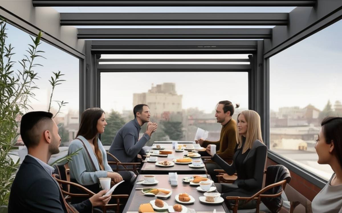 سقف متحرک کافی شاپ، ایده‌آل برای کافه‌گردی در فضای باز تهران